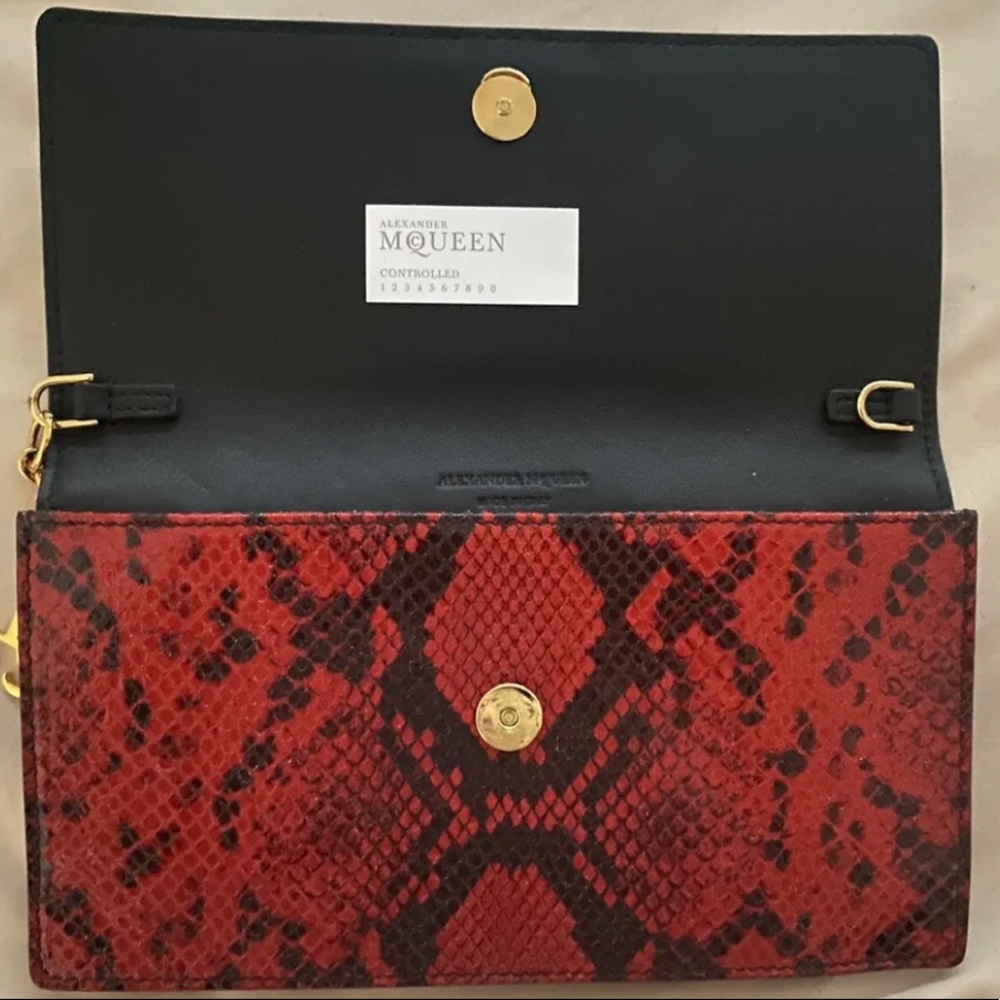 Alexander Mcqueen Python Red Black Clutch - image 3
